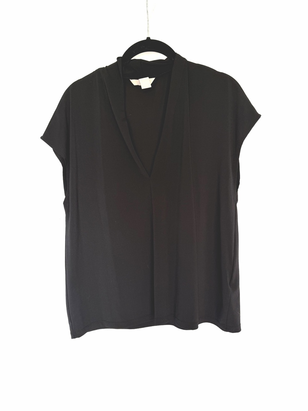 H&M Black V-Neck Work Short Sleeve Top